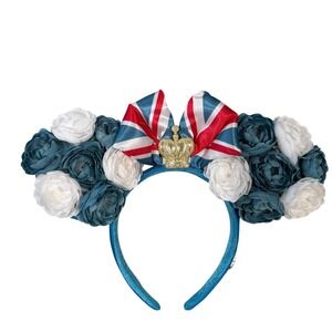 Disney Parks Minnie Ears United Kingdom UK Epcot Floral Union Jack Crown Teal
